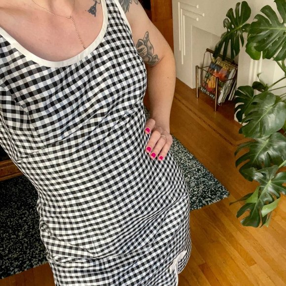 90s Vintage Ann Taylor Raw Silk Gingham Mini Dress - Picture 2 of 4